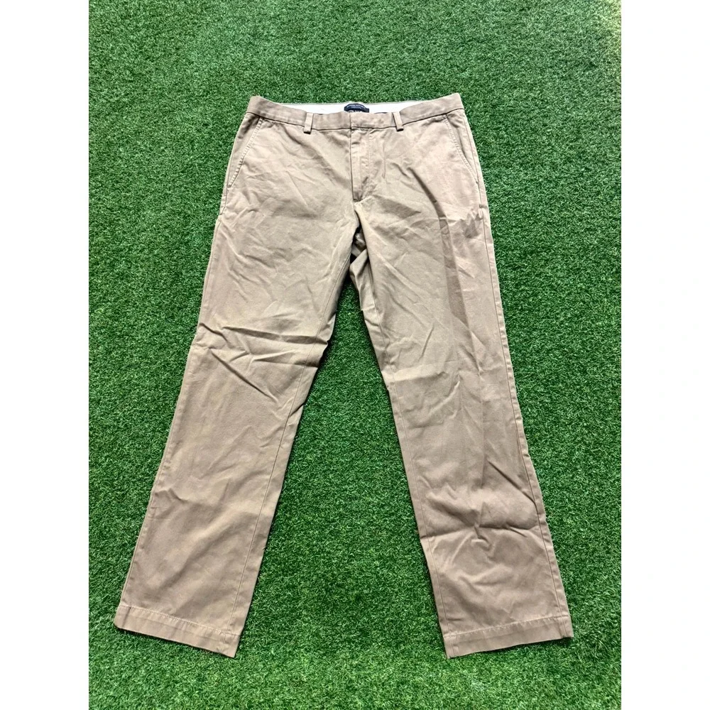 Banana Republic Aiden Chino Pants Mens 35/32 Beige Cotton Straight Leg Zip Fly‎